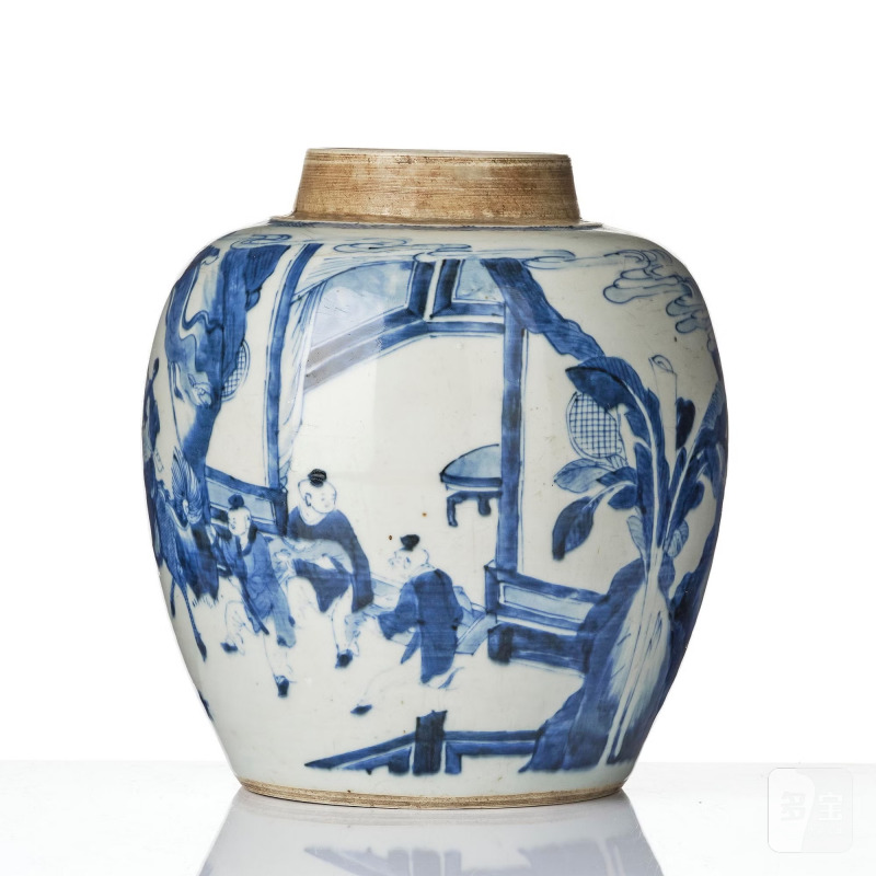 A blue and white 'boys at play' jar, - 图3
